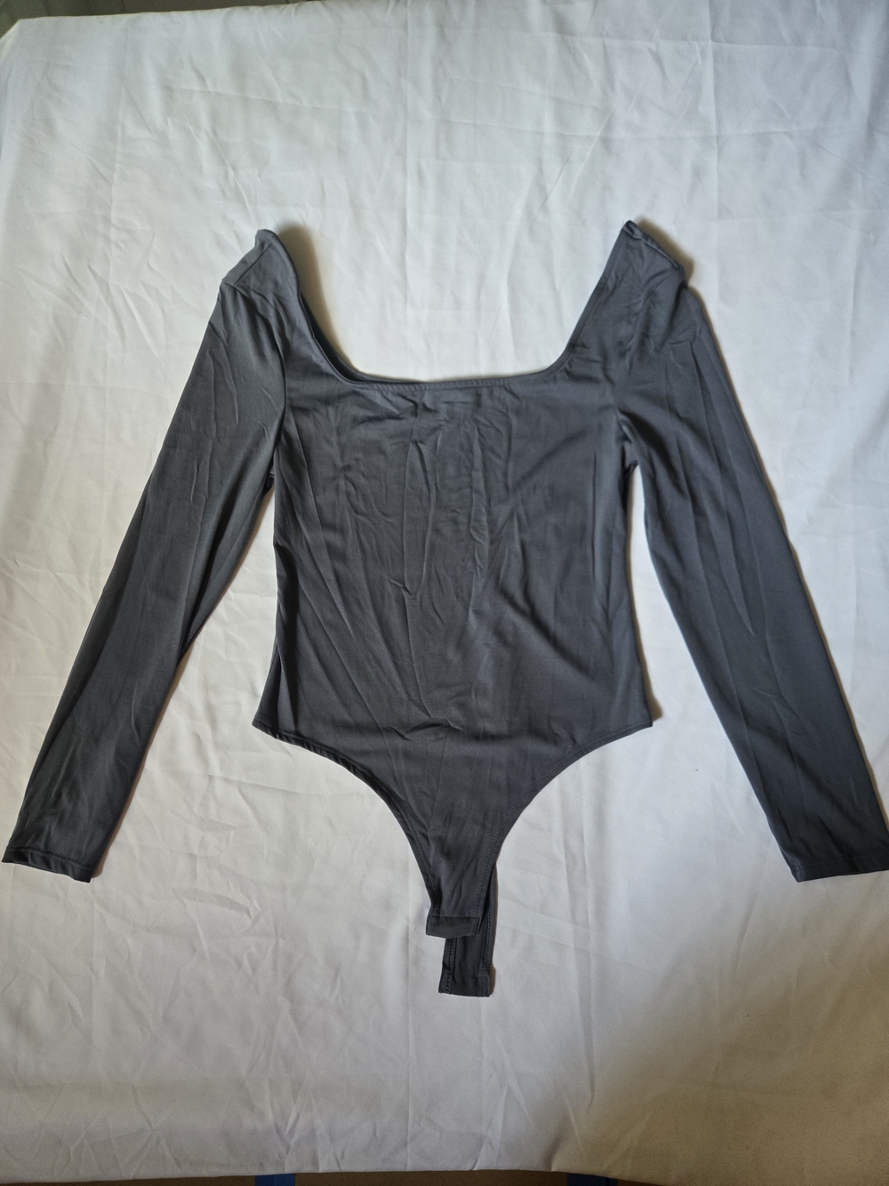 Women’s Long Sleeve Square Neck Bodysuit - Blue Gray